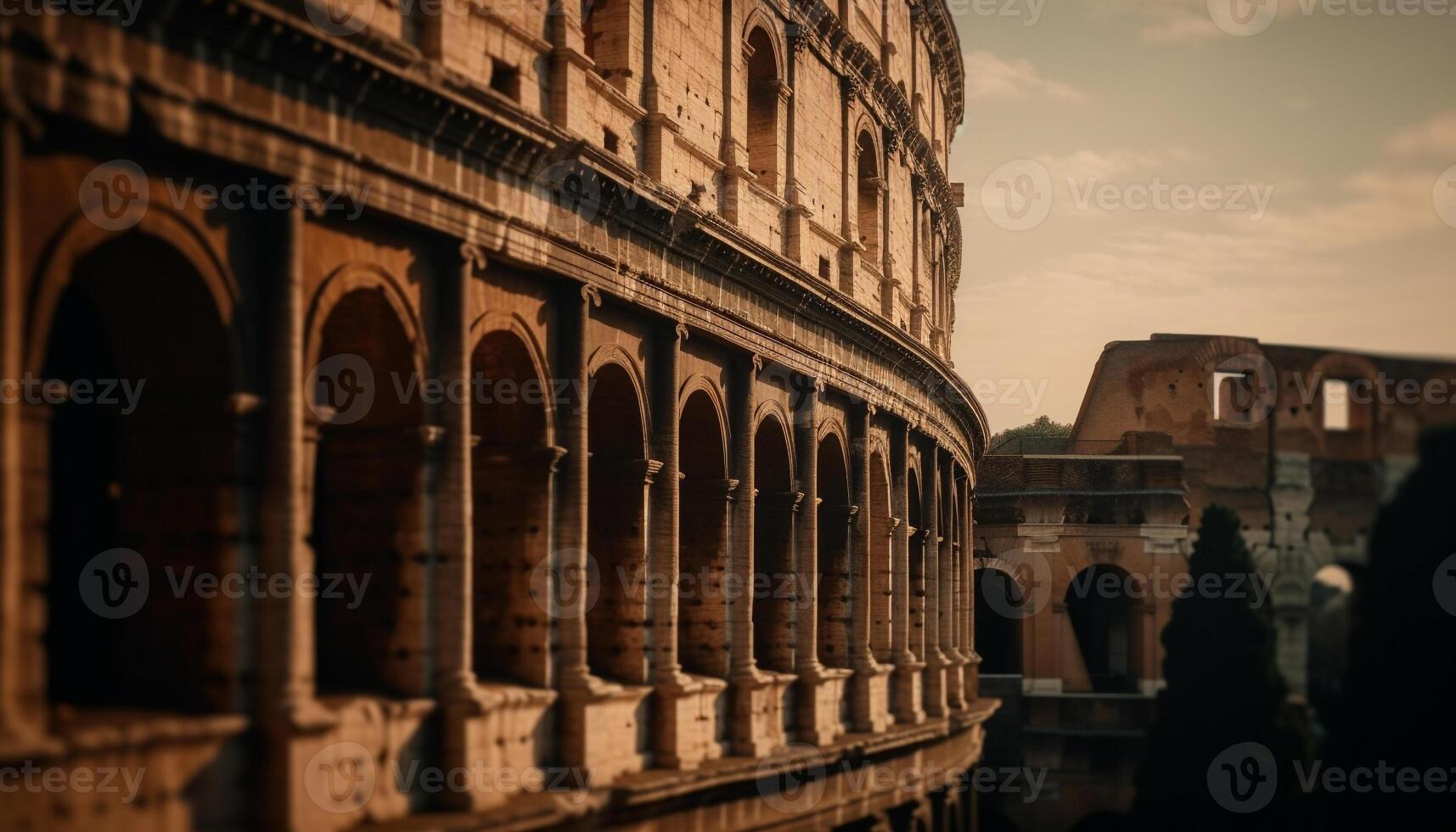 majestoso arcos e colunas do antigo ruínas gerado de ai foto