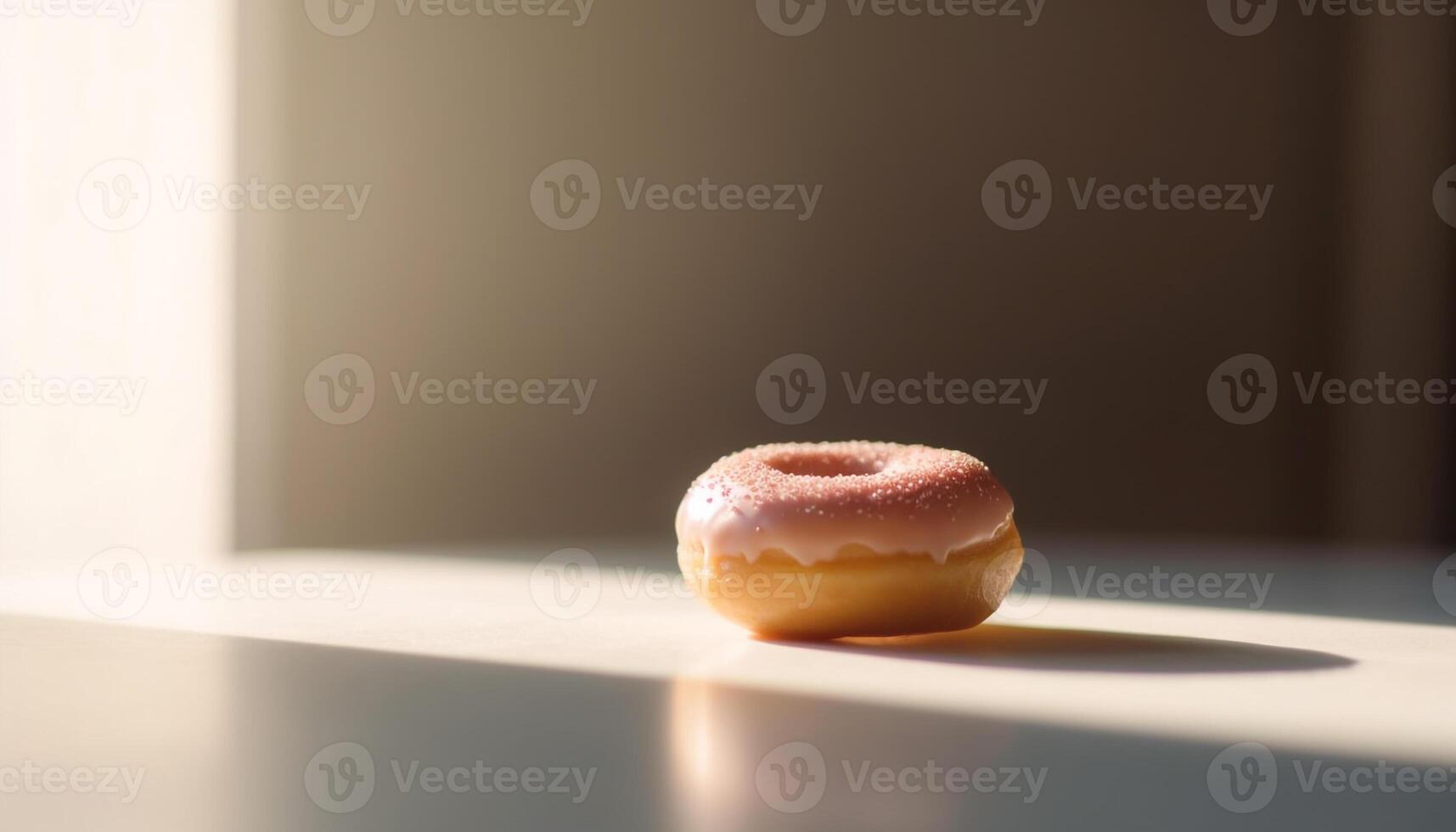 doce rosquinha com chocolate gelo e morango gerado de ai foto