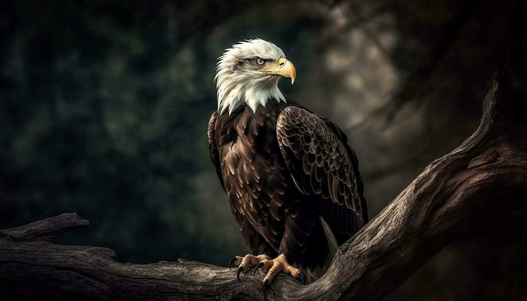 majestoso Careca Águia empoleirar-se em árvore ramo gerado de ai foto