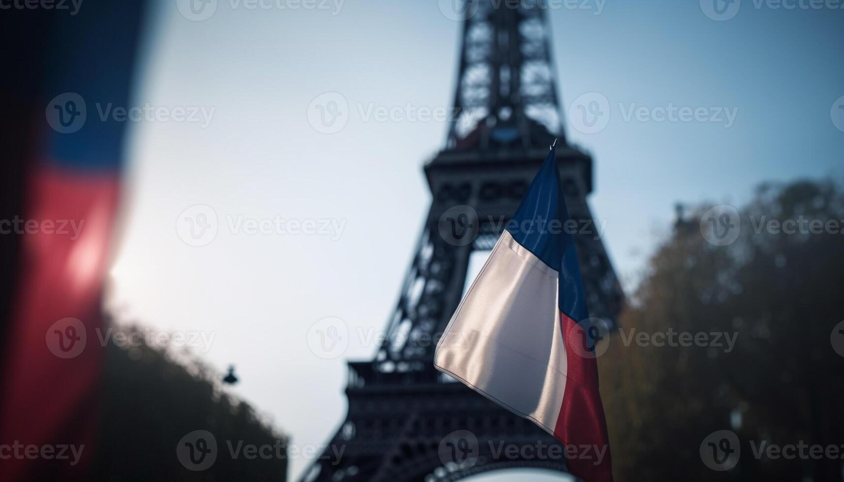 americano bandeira ondas sobre majestoso suspensão ponte gerado de ai foto