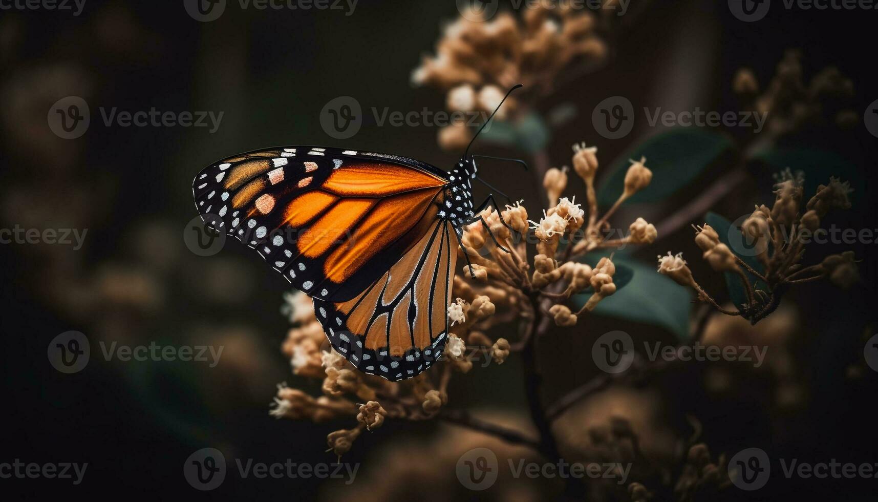 vibrante monarca borboleta asa dentro verão floresta gerado de ai foto