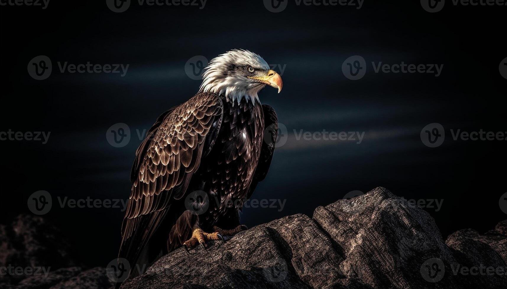 majestoso pássaro do presa empoleirar-se com espalhar asas gerado de ai foto