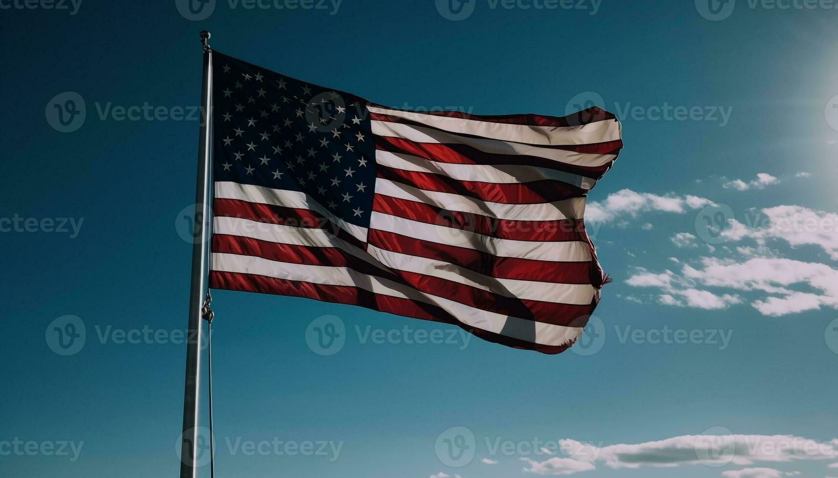 acenando americano bandeira simboliza patriotismo e liberdade gerado de ai foto