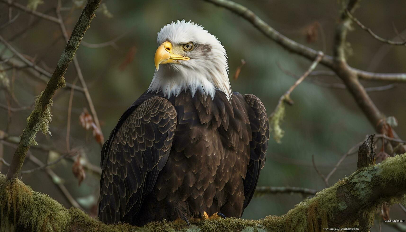 majestoso Careca Águia empoleirar-se em árvore ramo gerado de ai foto