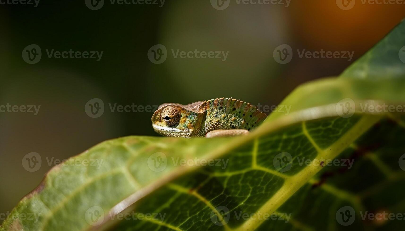 multi colori lagartixa rasteja em verde folha gerado de ai foto