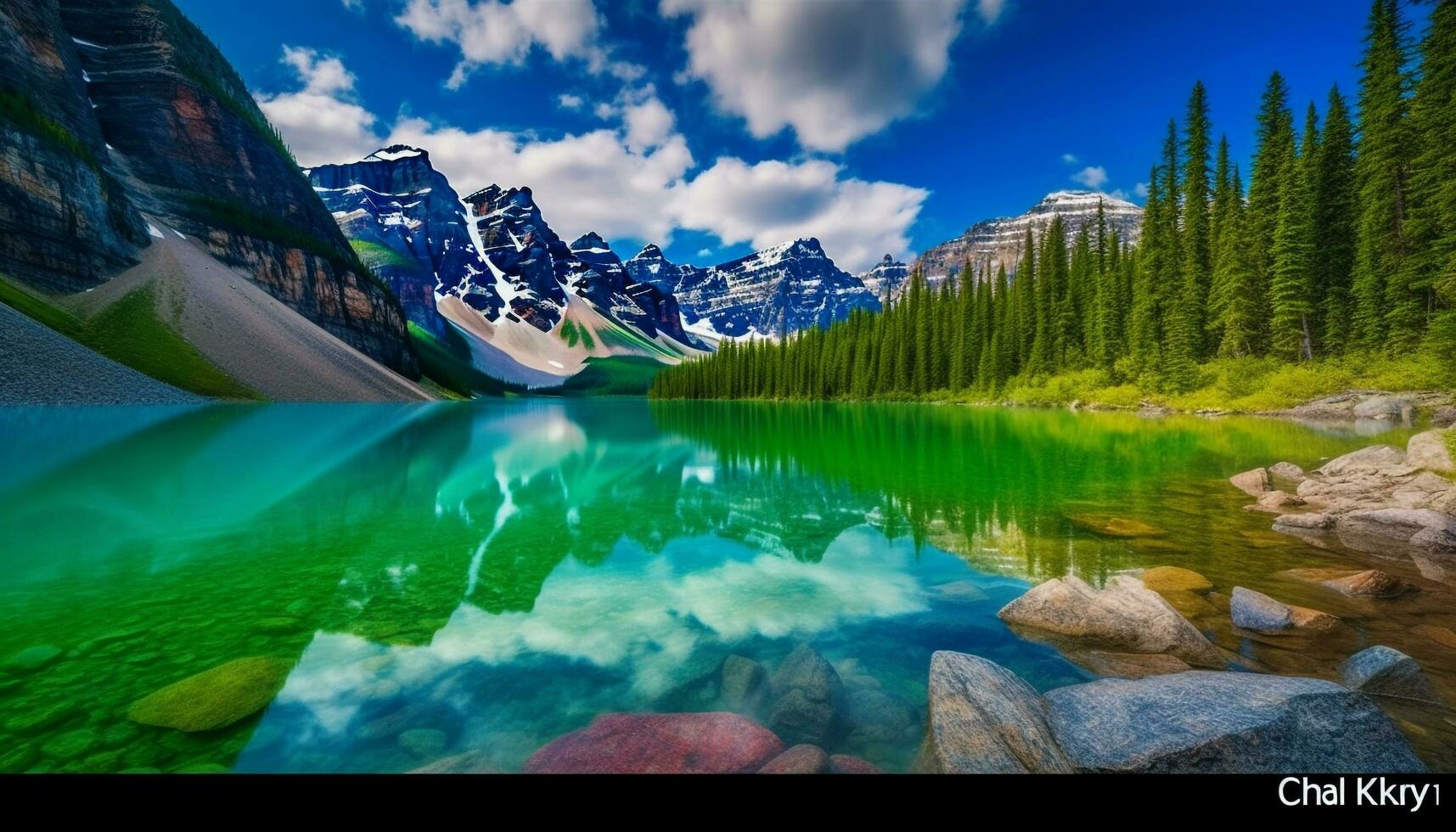 majestoso montanha alcance reflete dentro tranquilo lagoa gerado de ai foto