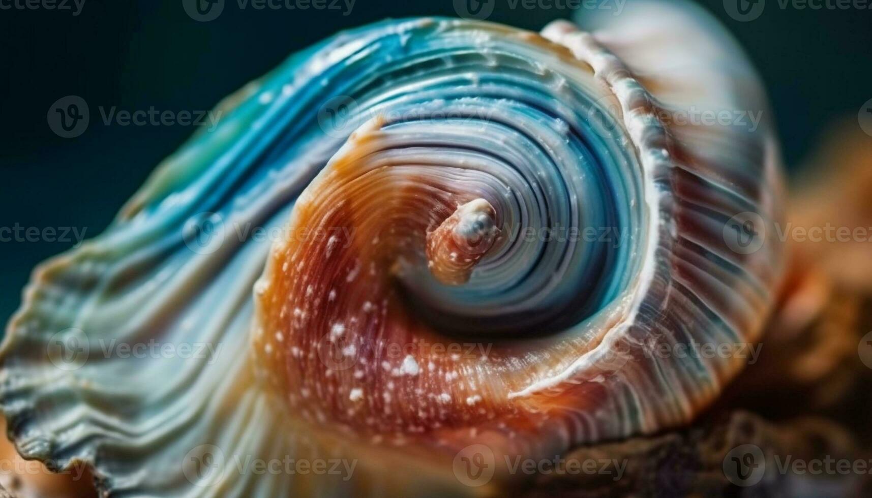 lindo espiral concha, viscoso Caracol dentro primeiro plano gerado de ai foto