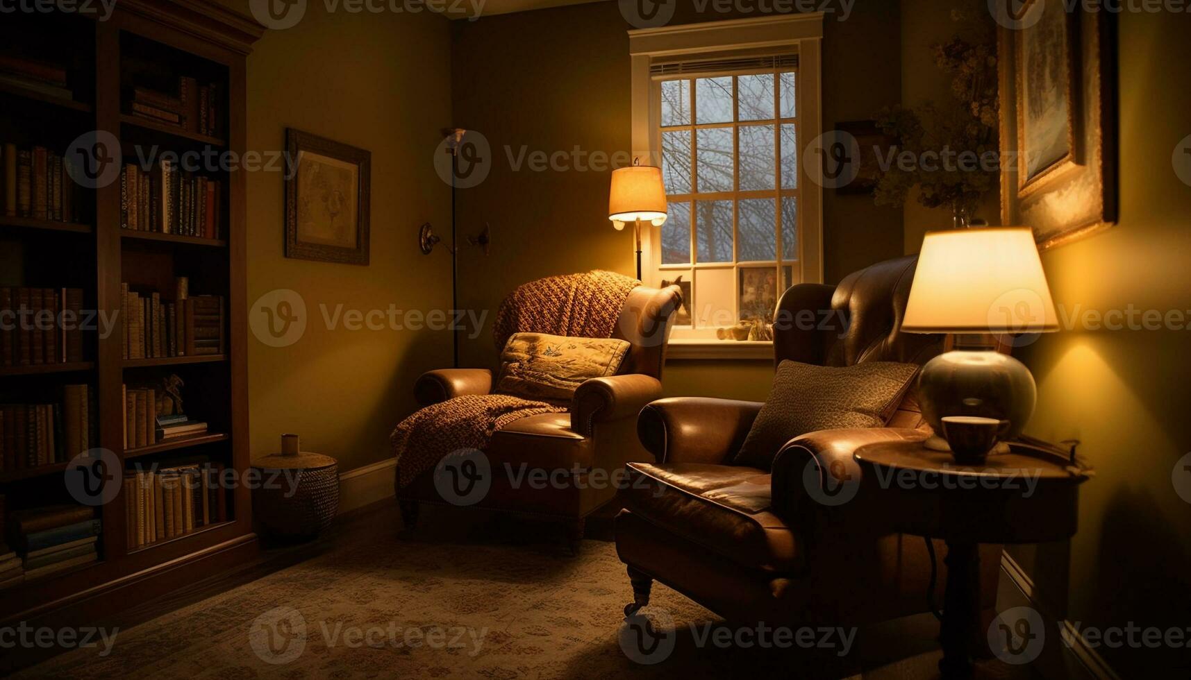 luxo moderno vivo quarto com confortável sofá gerado de ai foto