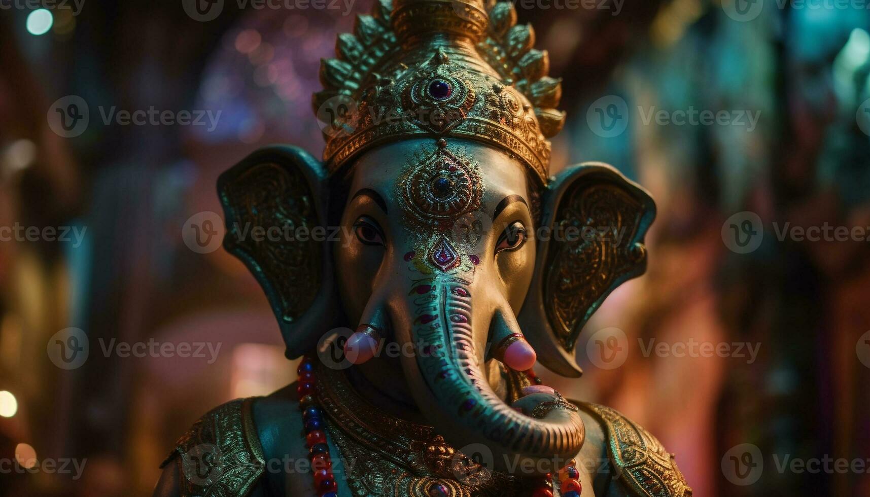 multi colori elefante estátua simboliza hindu espiritualidade e cultura gerado de ai foto