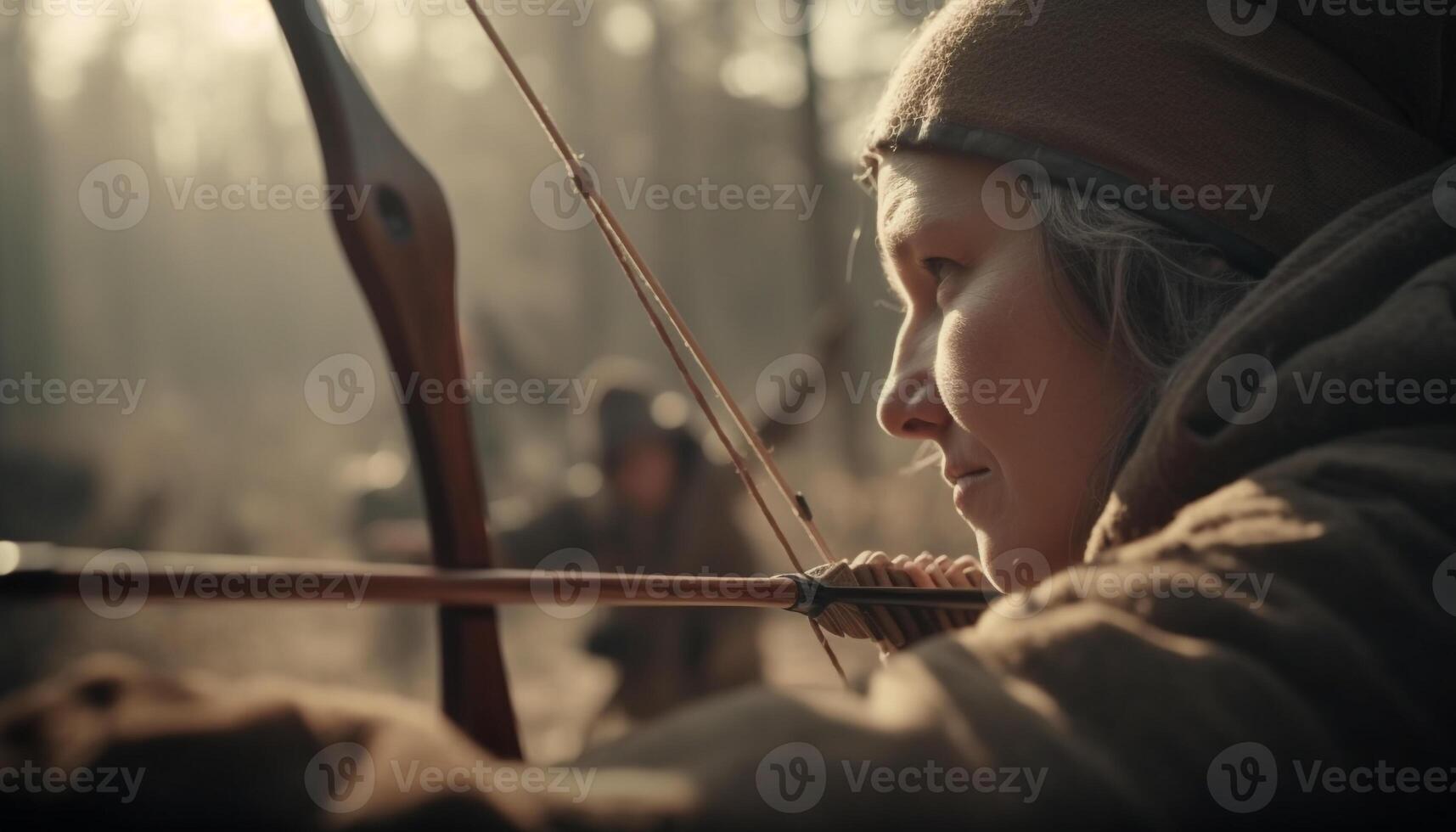 Rapazes e meninas jogando musical instrumentos dentro a outono floresta gerado de ai foto