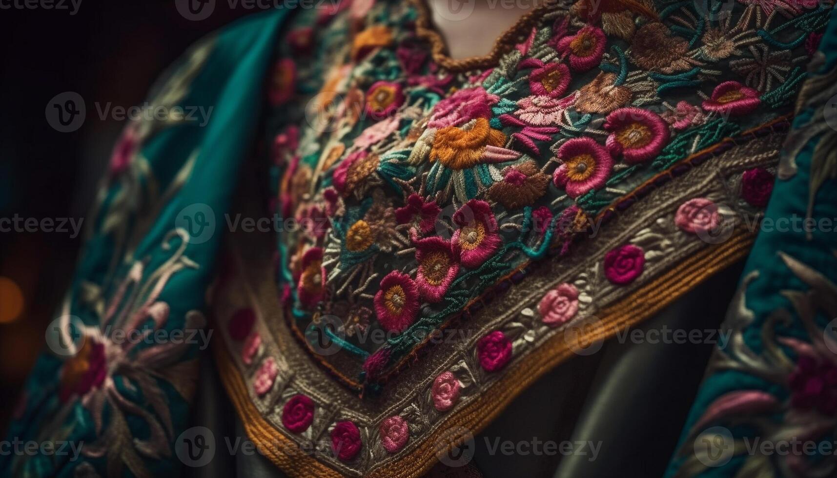 ornamentado seda sari vitrines tradicional indiano elegância e bordado beleza gerado de ai foto