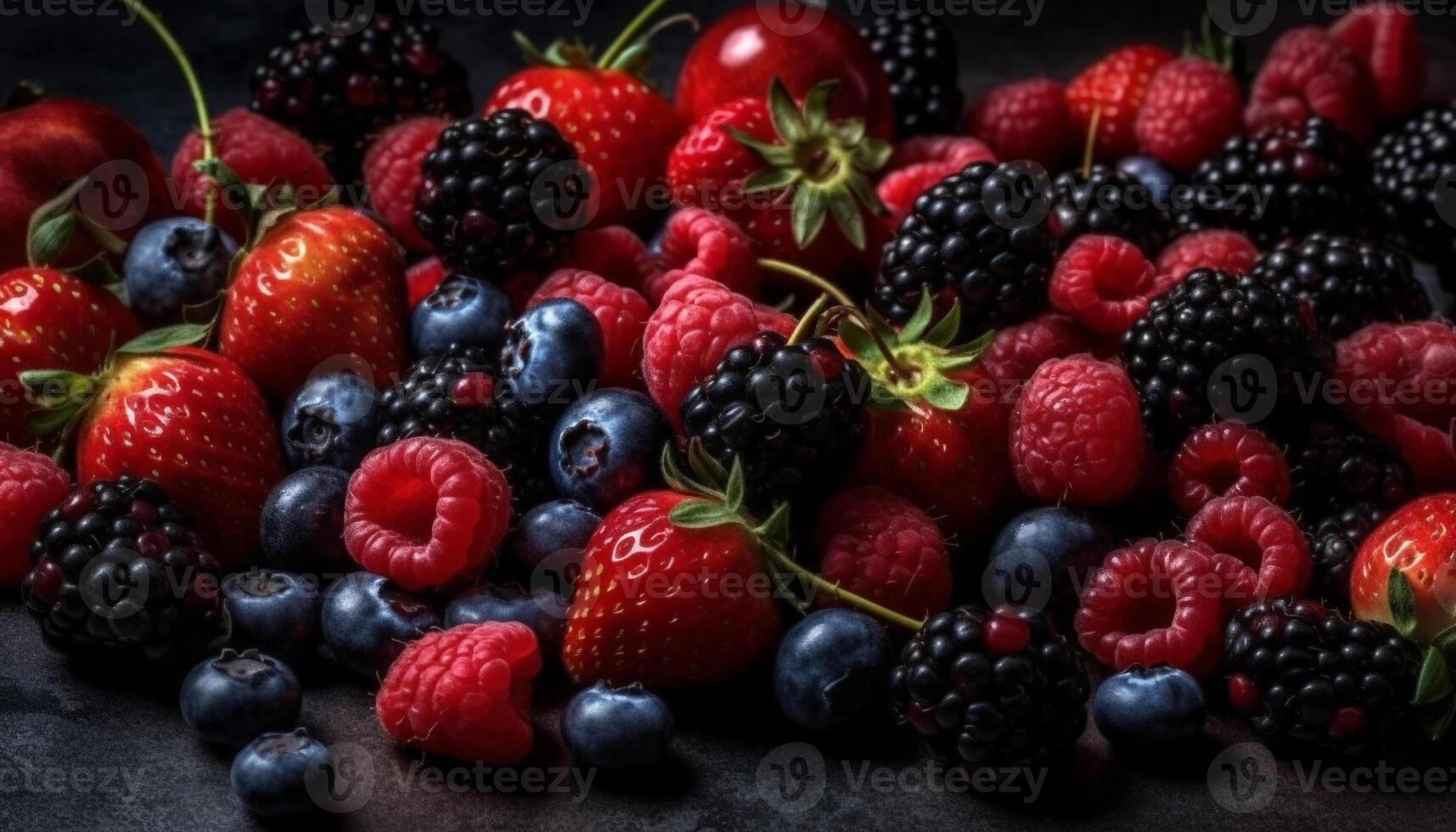 suculento baga tigela uma gourmet verão sobremesa com orgânico frescor gerado de ai foto