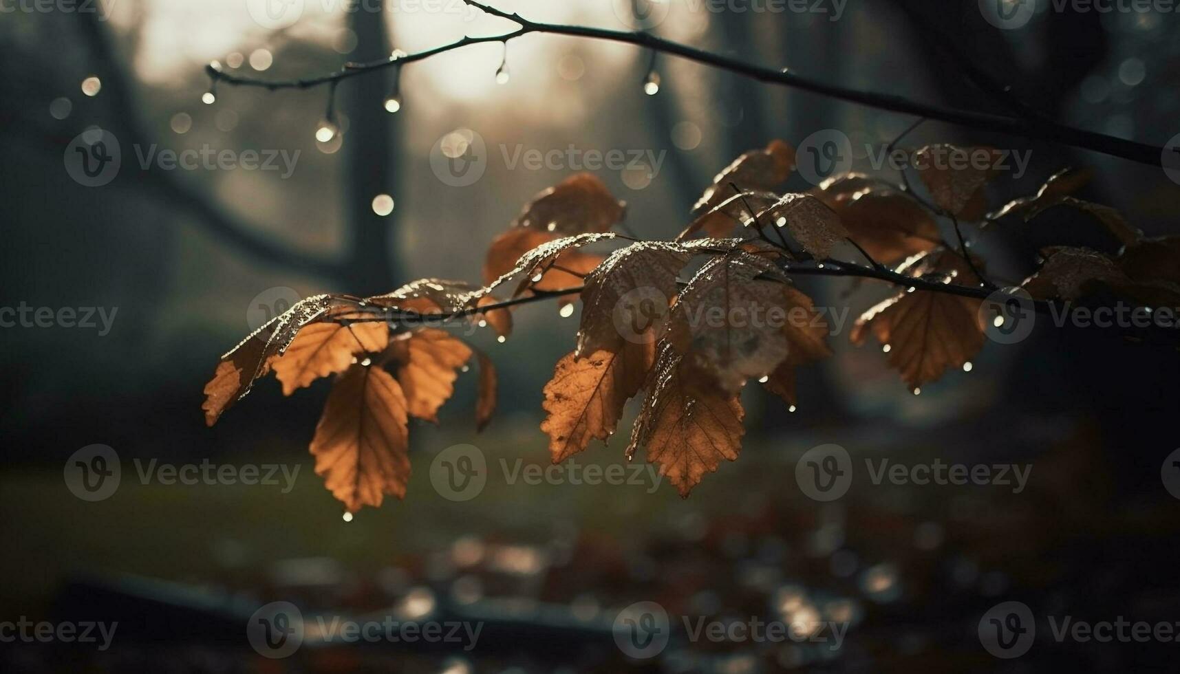 vibrante outono folhas em molhado galhos crio natural beleza ao ar livre gerado de ai foto