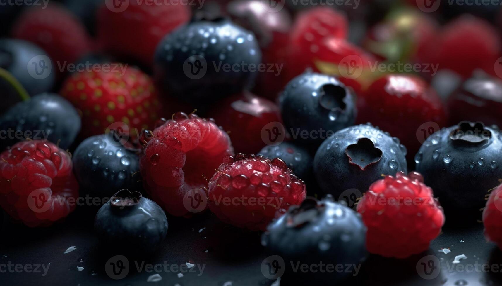 suculento baga solta reflete frescor do orgânico verão lanche tigela gerado de ai foto