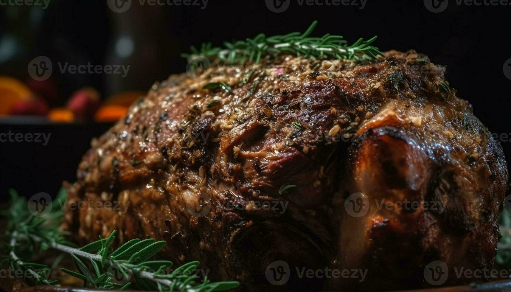 grelhado carne de porco bife, suculento e apimentado, pronto para comer em prato gerado de ai foto