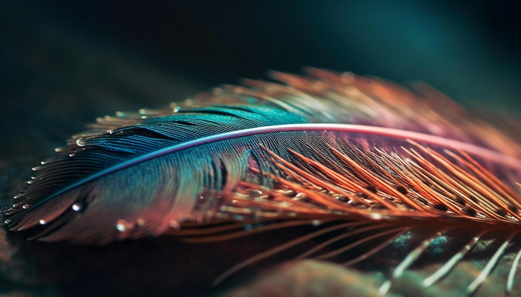 a pavão pena, uma vibrante beleza dentro natureza fragilidade gerado de ai foto