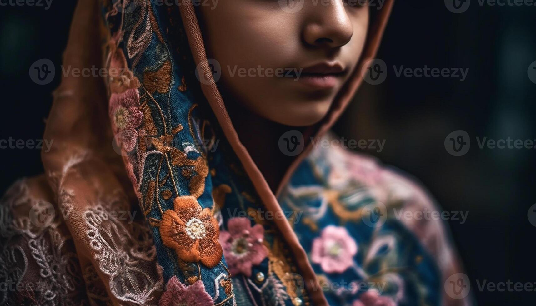 lindo jovem mulher dentro tradicional sari exala elegância e confiança gerado de ai foto