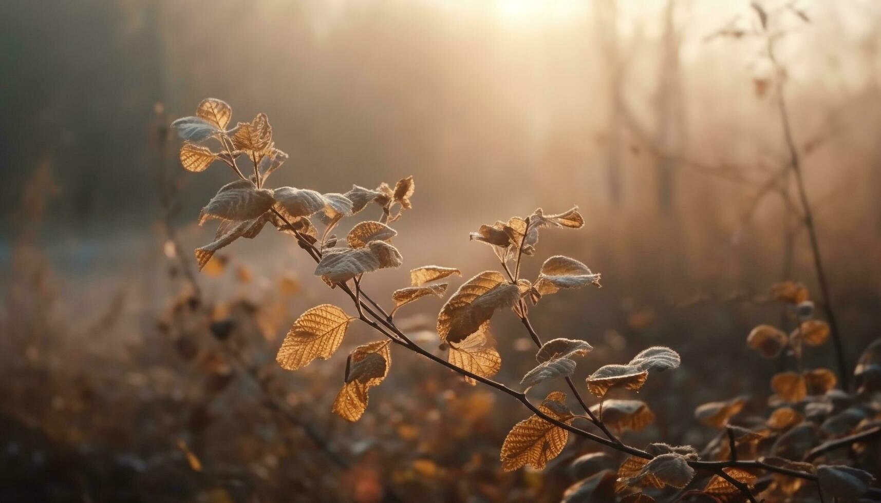 dourado folhas adornar a árvore, outono beleza dentro natureza gerado de ai foto