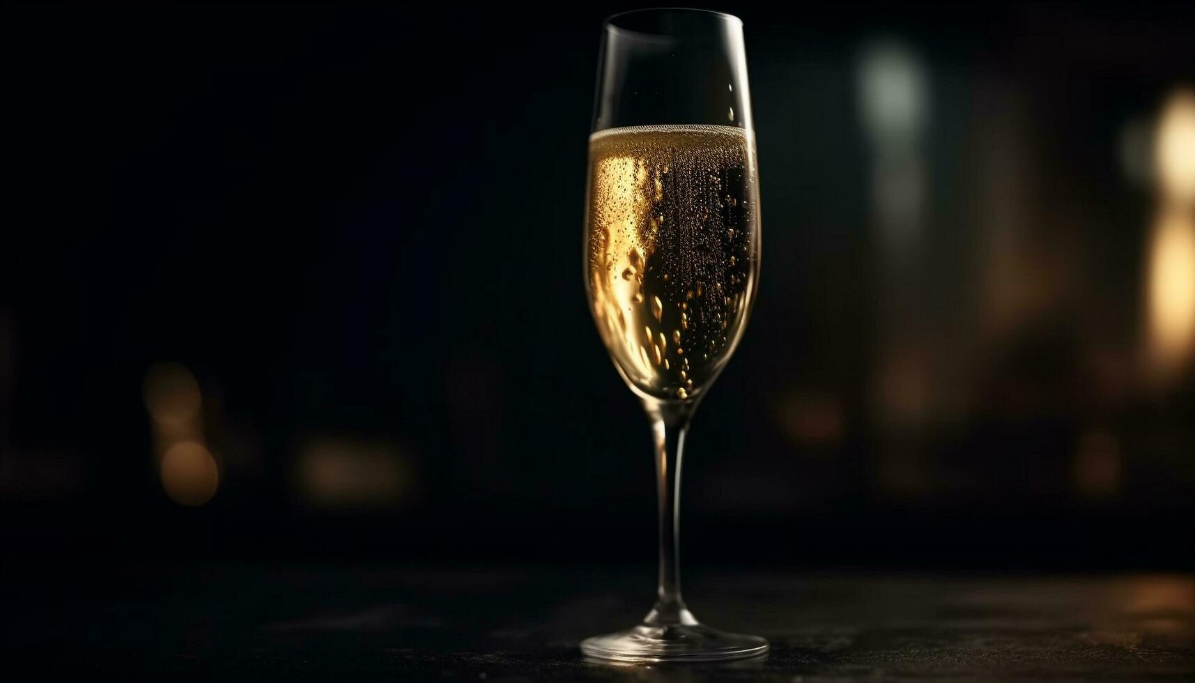 champanhe flauta reflete dourado bolhas dentro elegante celebração festa gerado de ai foto