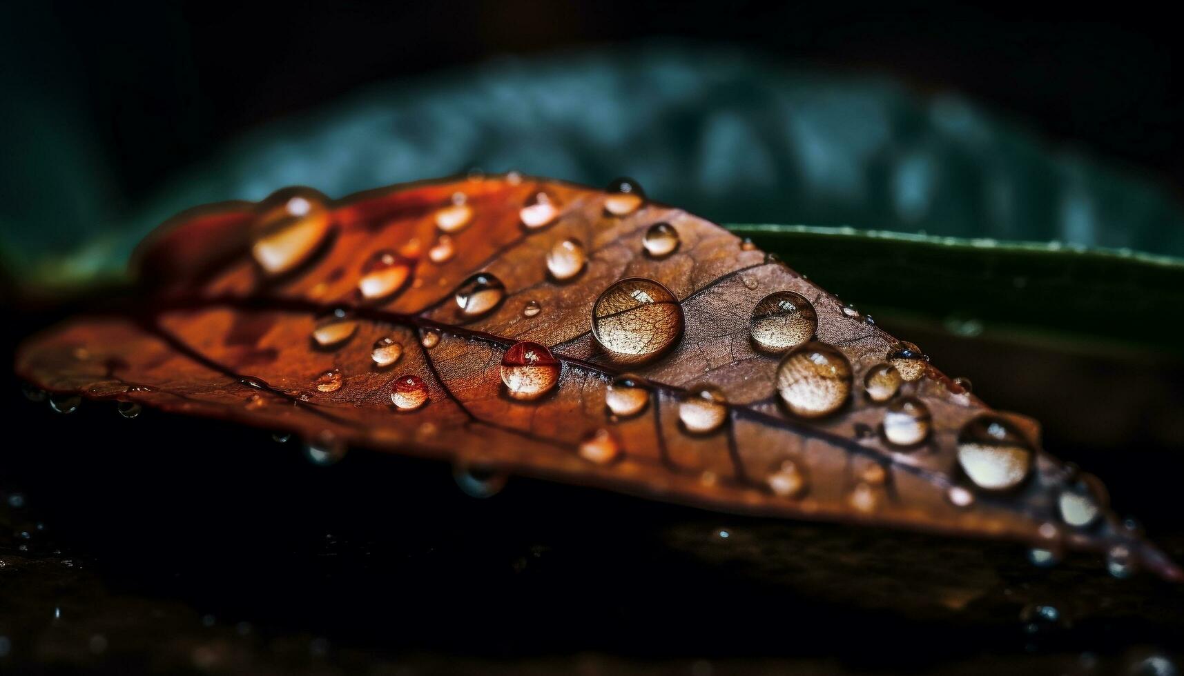 vibrante folha veia reflete molhado beleza dentro natureza abstrato padronizar gerado de ai foto