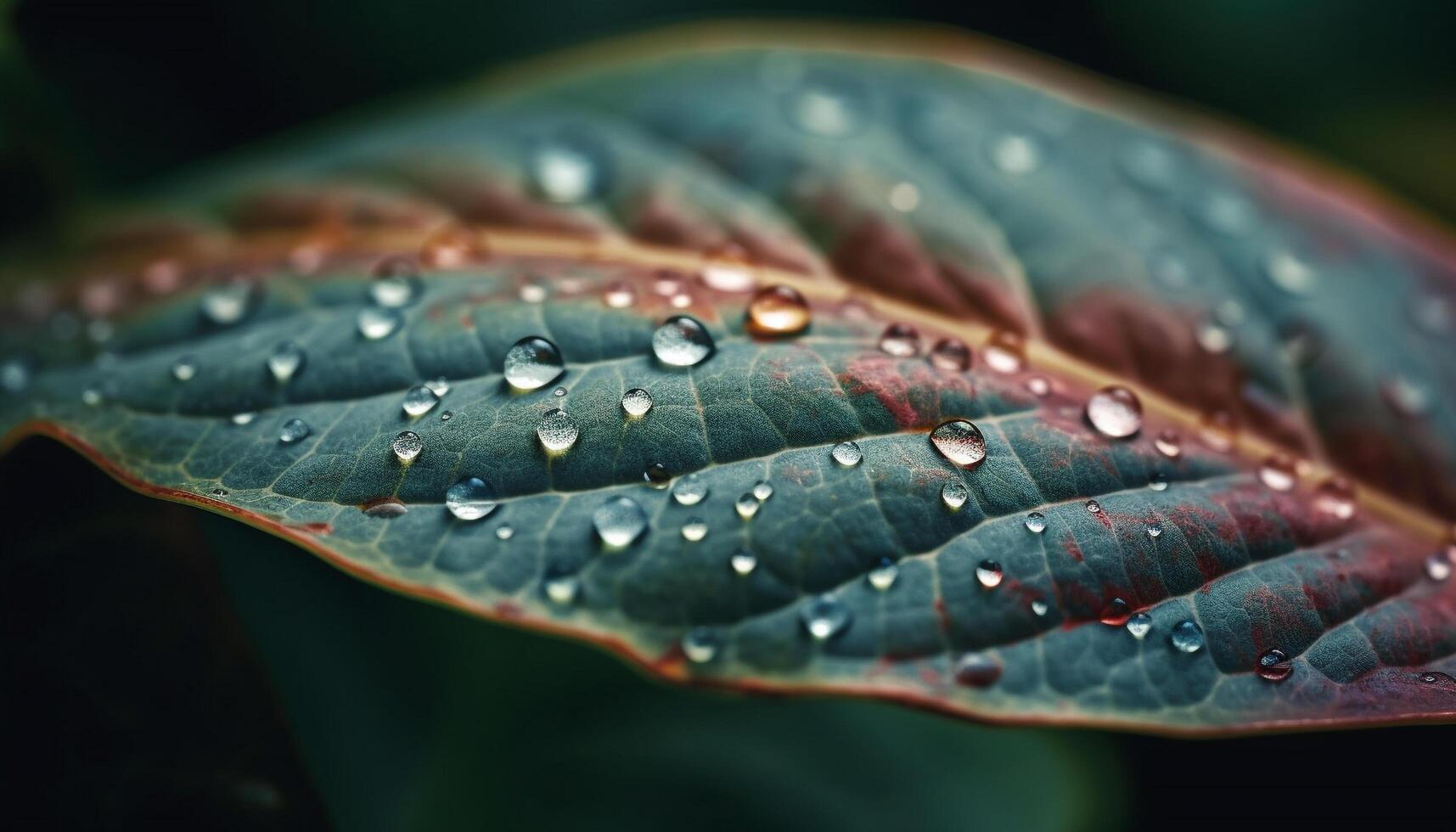 fresco orvalho gotas em vibrante verde folha, natureza beleza revelado gerado de ai foto