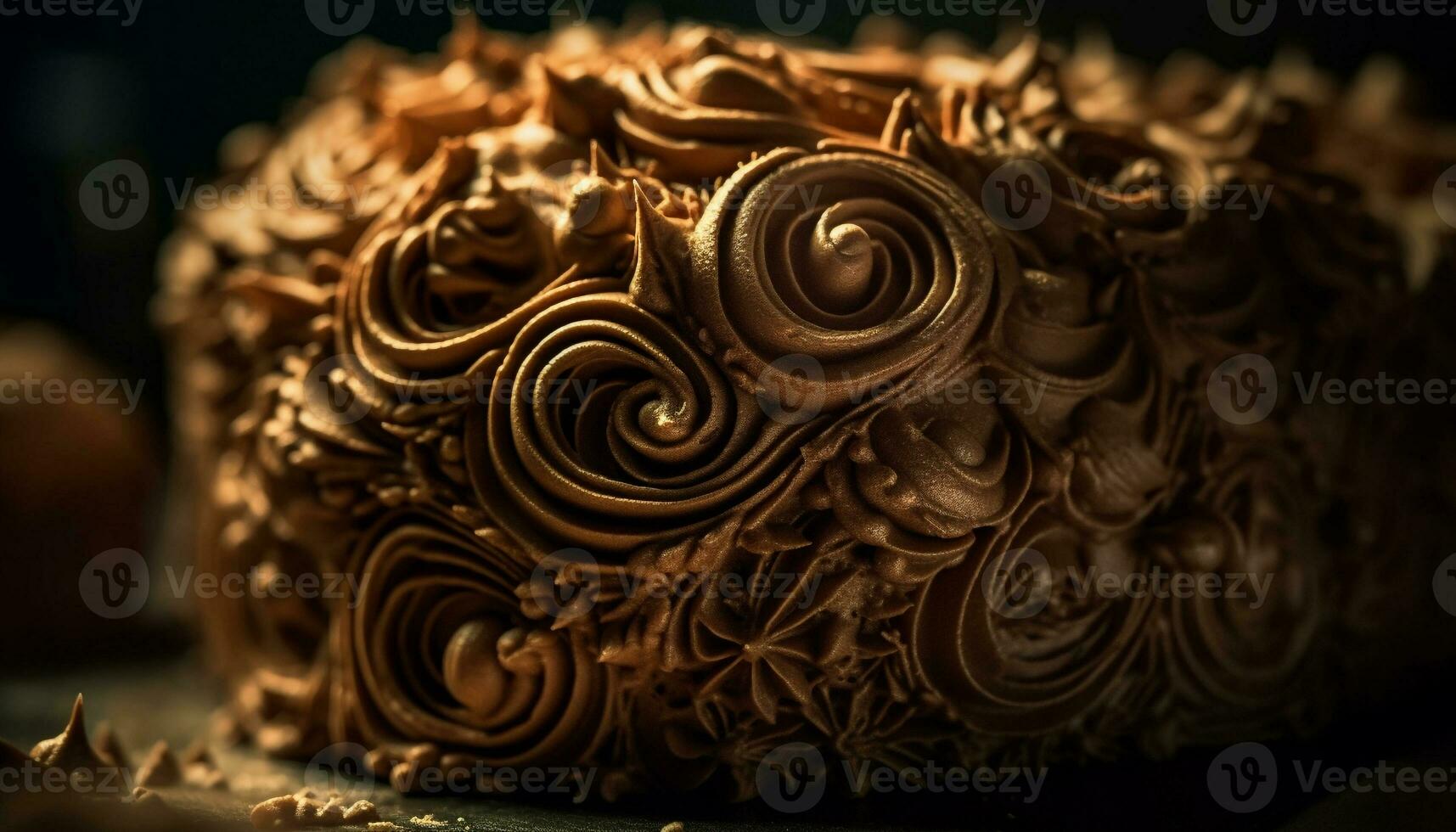 ornamentado chocolate escultura, uma símbolo do indulgência e elegância gerado de ai foto