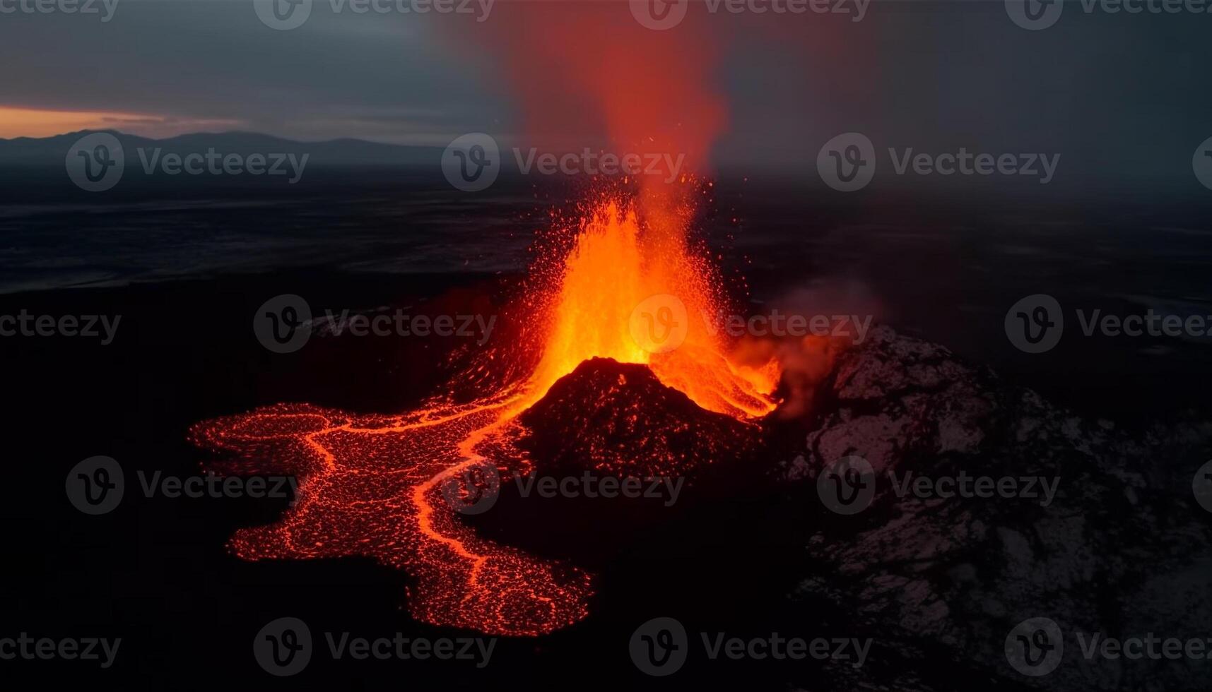 a ativo vulcão inferno entrou em erupção, destruindo a vulcânico panorama gerado de ai foto