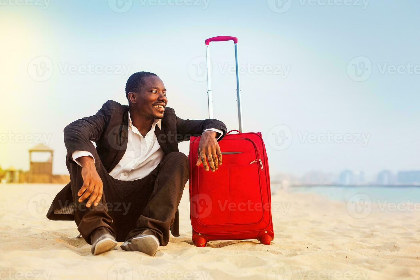 afro homem de negocios viajando foto