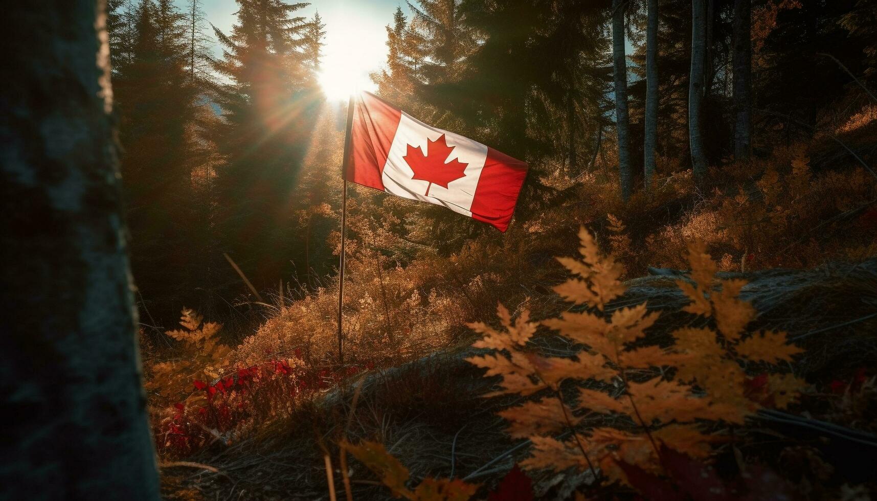 canadense outono vibrante cores, tranquilo beleza ao ar livre gerado de ai foto