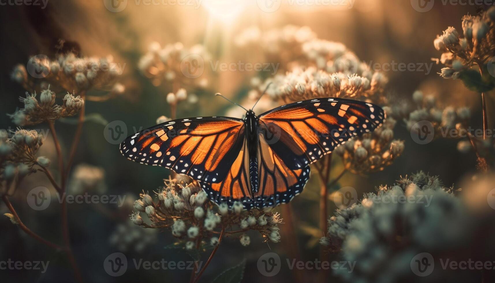 monarca borboleta, amarelo e Preto asa elegância gerado de ai foto