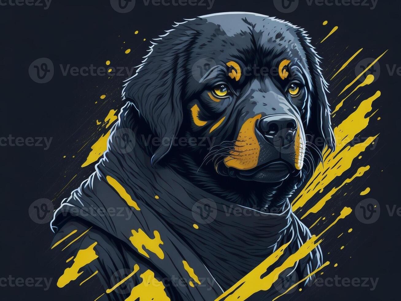 uma detalhado ilustração legal ninja Rottweil e cachorro face t camisas Projeto e adesivos ai gerado foto