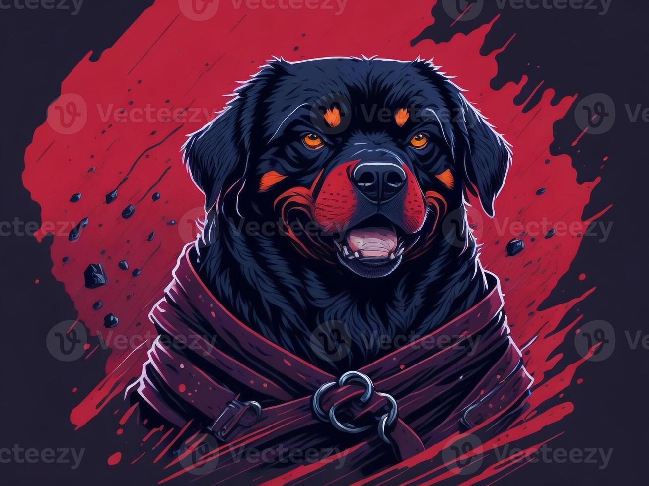 uma detalhado ilustração legal ninja Rottweil e cachorro face t camisas Projeto e adesivos ai gerado foto