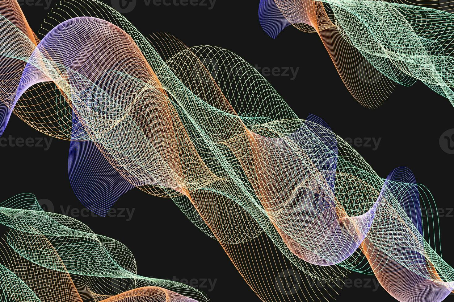 mão desenhado abstrato com onda linha efeito e Preto fundo foto