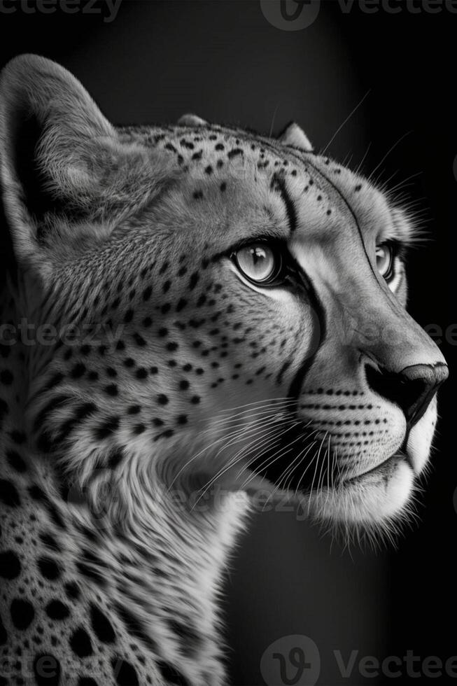 Preto e branco foto do uma guepardo. generativo ai.