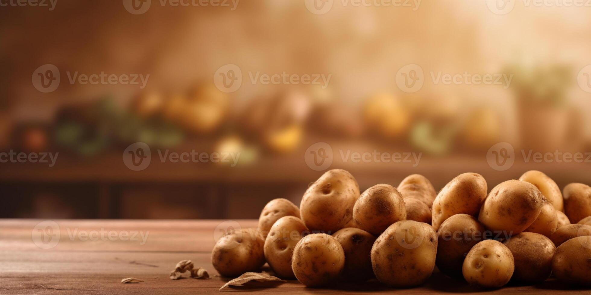 batata orgânico vegetal cópia de espaço borrado fundo, generativo ai foto