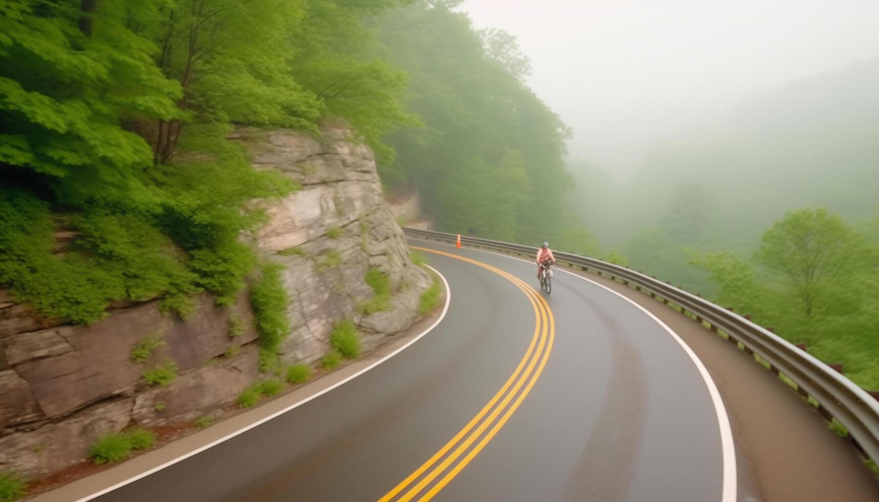 1 pessoa corrida em montanha trilha, explorando natureza beleza gerado de ai foto