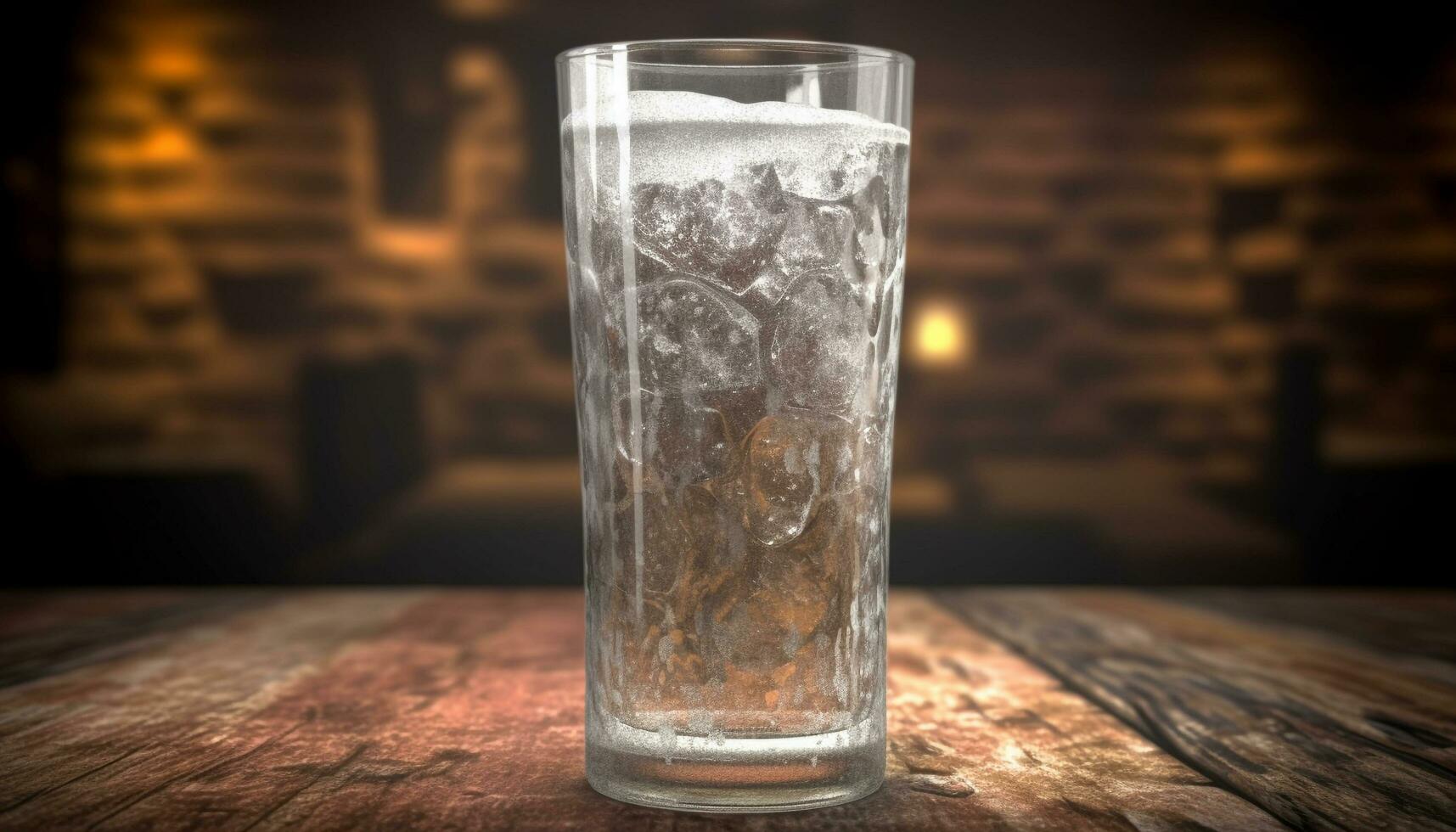 refrescante líquido gotas molhado a cristal vidro dentro a primeiro plano gerado de ai foto
