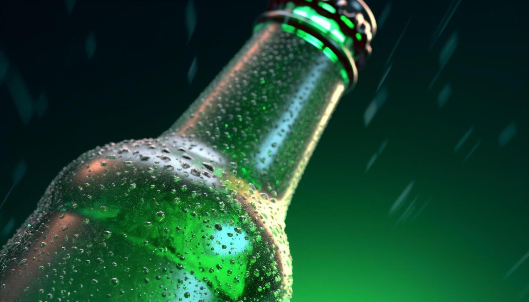 líquido gotas em translúcido garrafa, refrescante beber para celebração gerado de ai foto