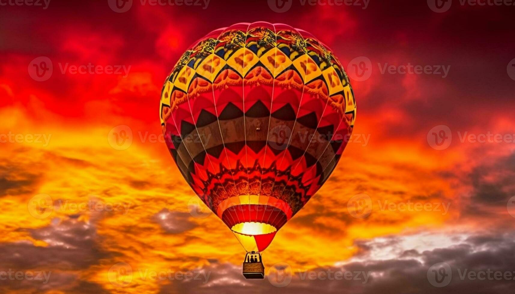quente ar balão flutua meio ar, exibindo vibrante verão cores gerado de ai foto