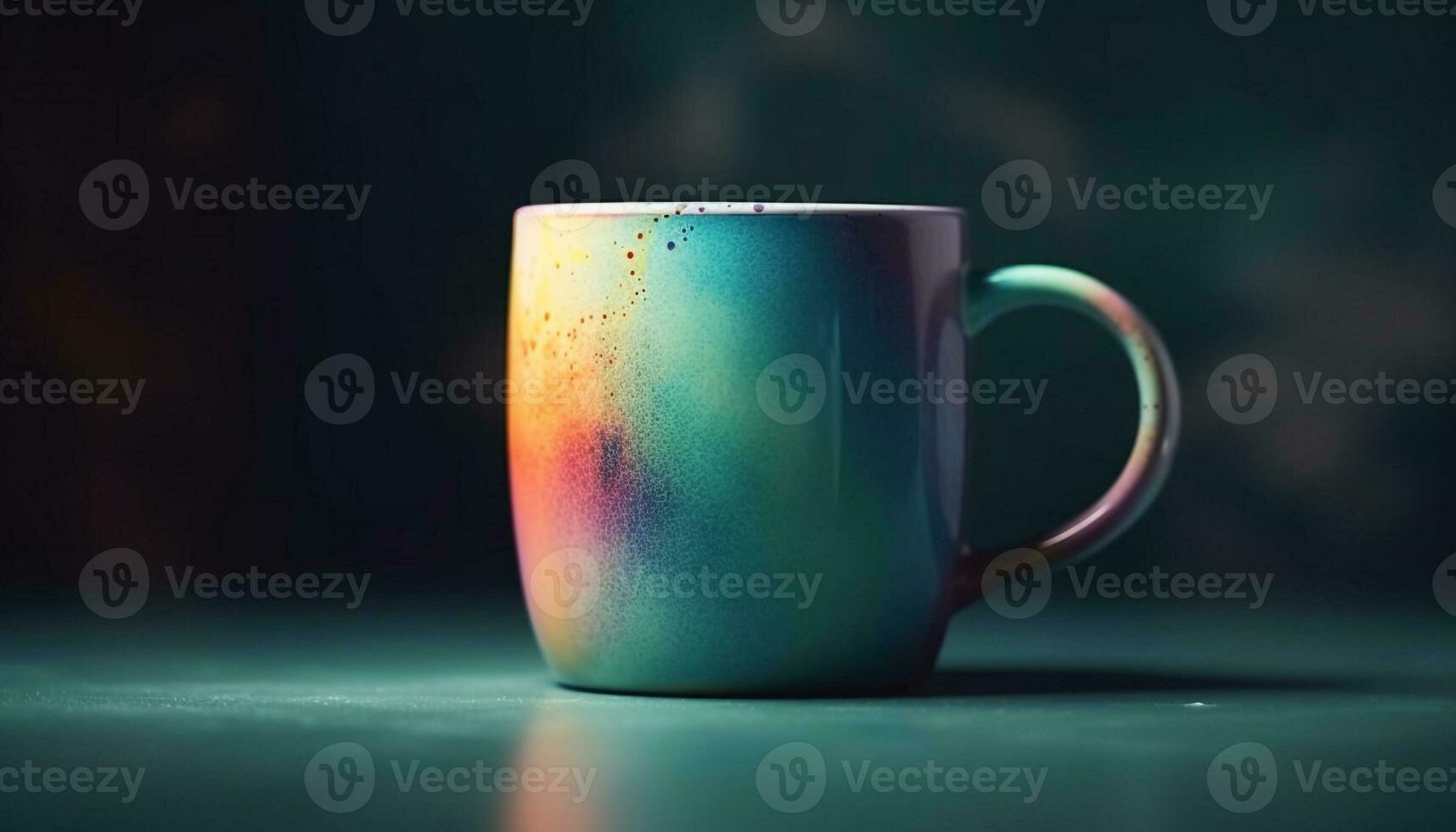 cappuccino vapor sobe a partir de amarelo caneca em de madeira mesa dentro de casa gerado de ai foto