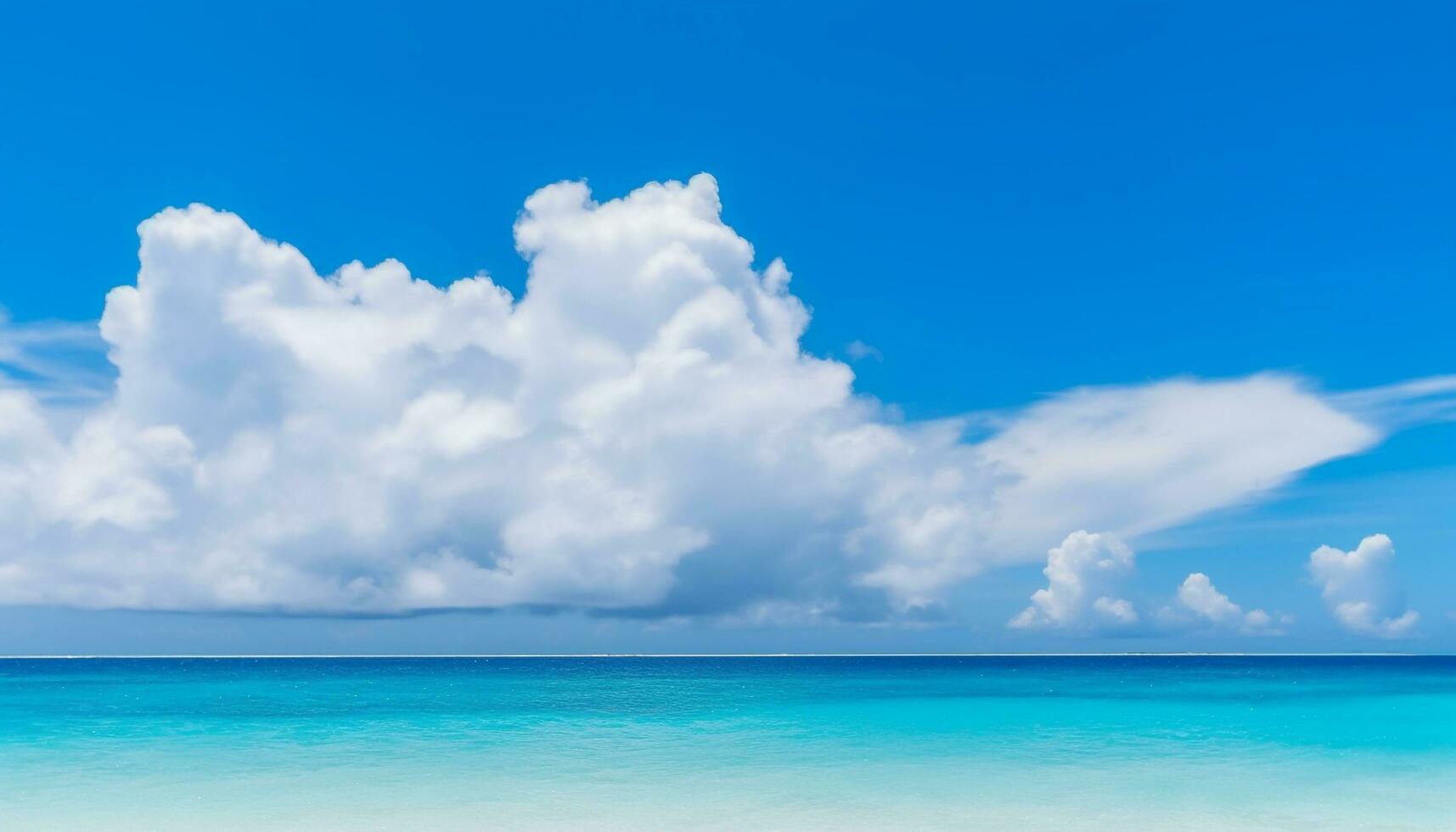 idílico turquesa litoral, Claro céu, vibrante natureza céu em terra gerado de ai foto