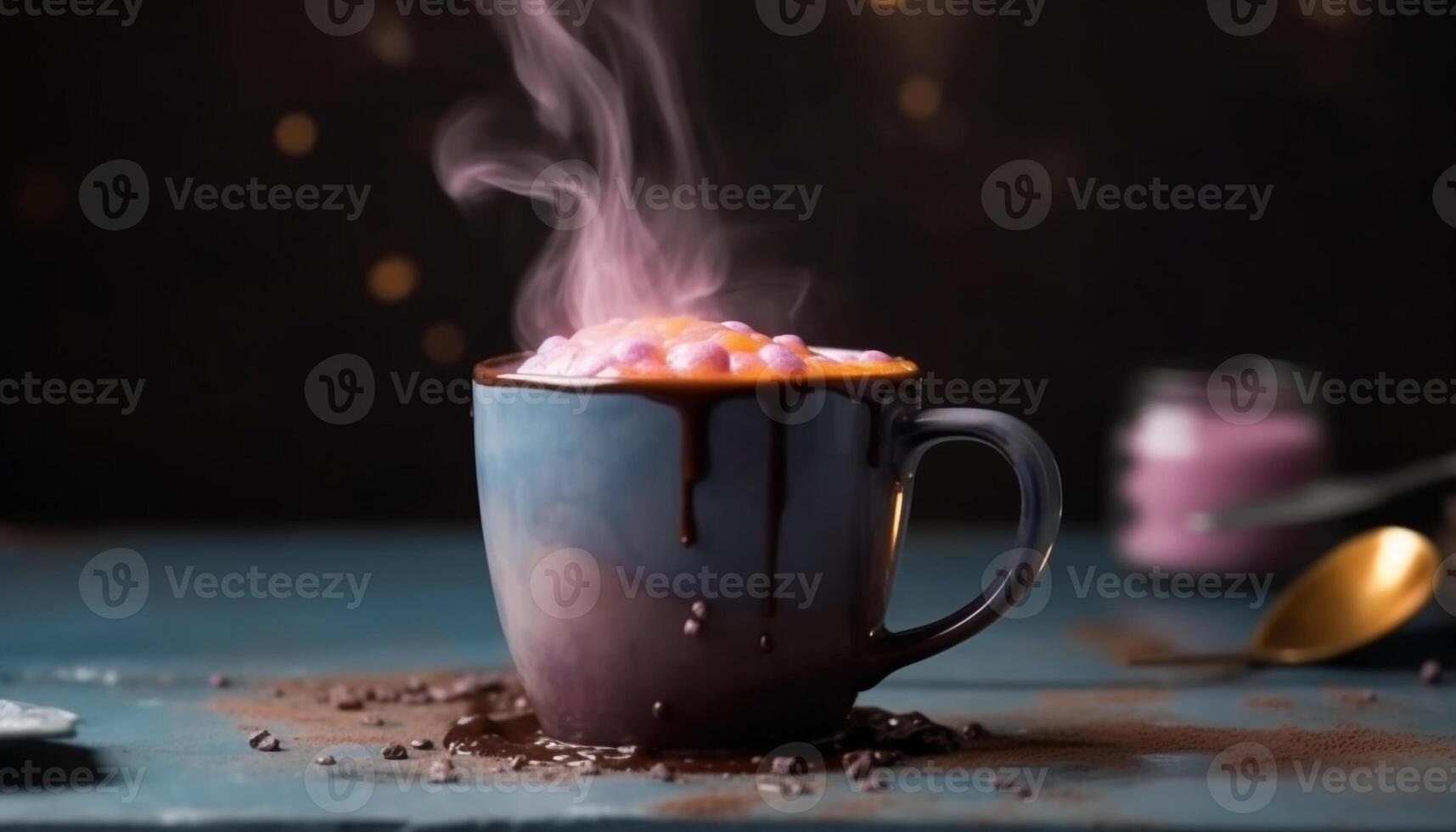 quente chocolate aquece a alma em uma rústico inverno noite gerado de ai foto