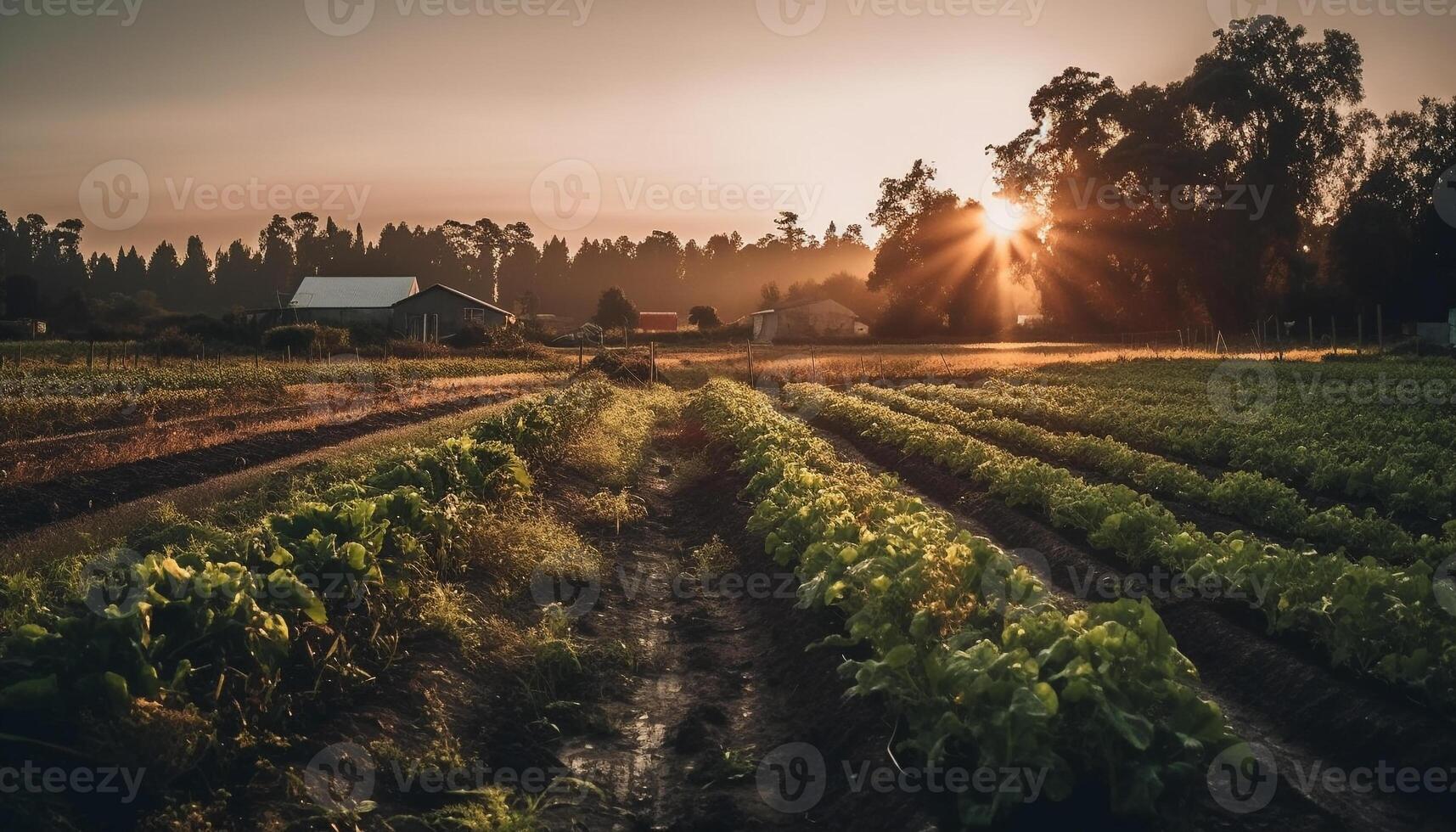 colheita a orgânico Fazenda fresco outono recompensa às crepúsculo gerado de ai foto