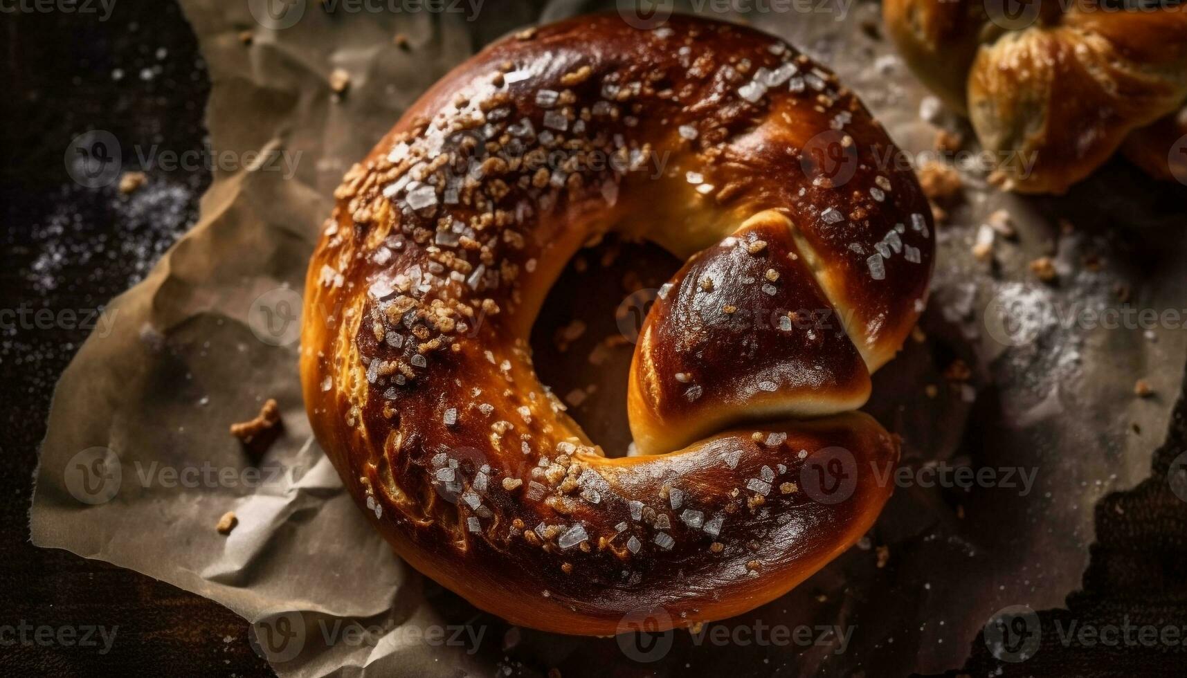 uma rústico, caseiro bagel uma saudável indulgência para almoço generativo ai foto