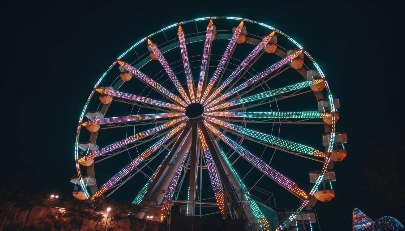 fiação roda do alegria, excitação e paixão às a carnaval gerado de ai foto