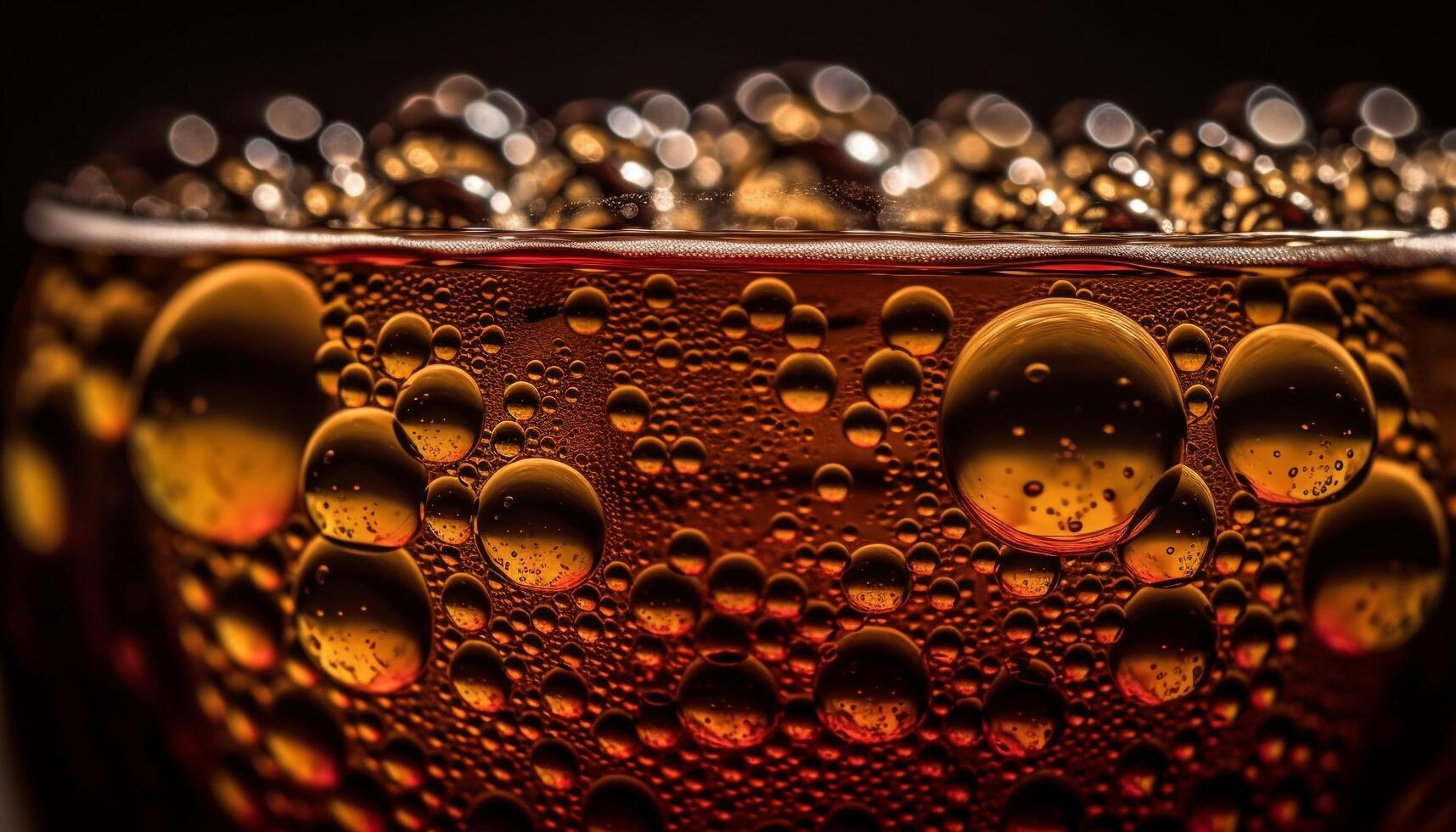 dourado líquido bolhas dentro espumoso Cerveja vidro gerado de ai foto