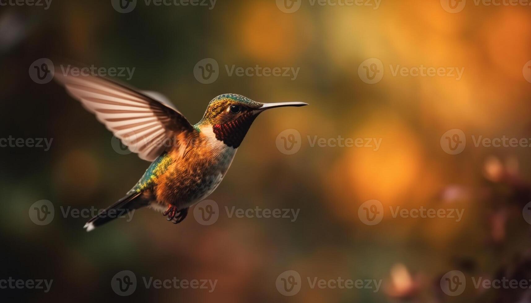 pairando ruivo beija Flor agitando asas meio ar gerado de ai foto