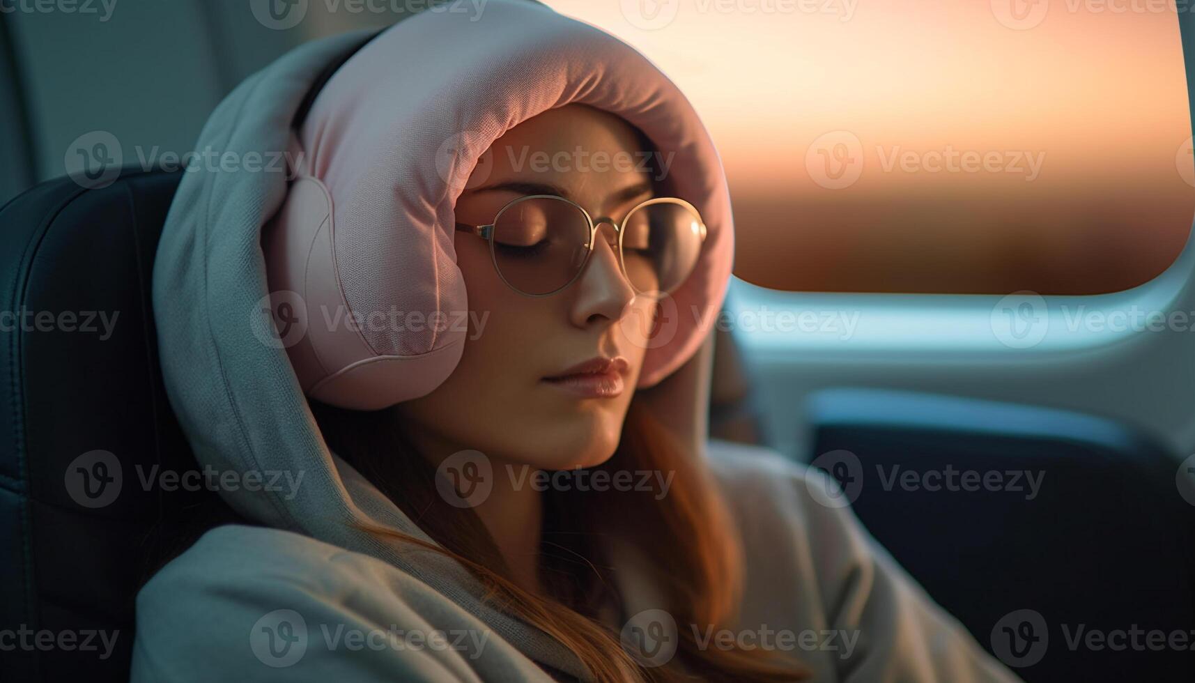 jovem mulher dirigindo carro, desfrutando estrada viagem gerado de ai foto