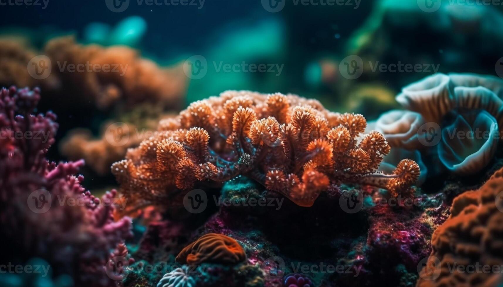 multi colori peixe nadar dentro tranquilo embaixo da agua panorama gerado de ai foto