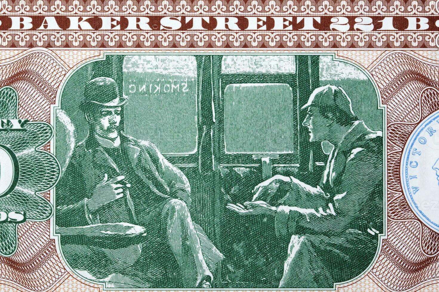 Sherlock Holmes e dr. Watson em a trem a partir de dinheiro foto